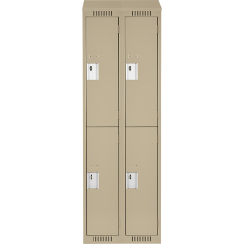 Casiers Clean Line, 2 niveaux, Bloc de 2, 24" x 18" x 78", Acier, Beige, Rivet (assembl&eacute;) Helyx Safety & Industrial Supplies