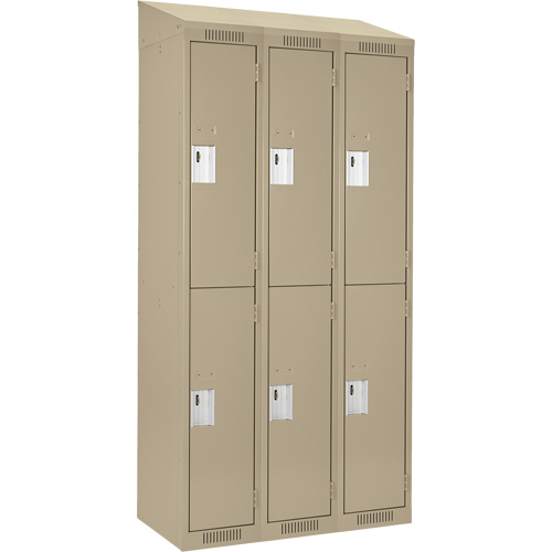 Casiers Clean Line, 2 niveaux, Bloc de 3, 36" x 18" x 78", Acier, Beige, Rivet (assembl&eacute;) Helyx Safety & Industrial Supplies