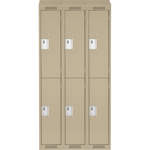 Casiers Clean Line, 2 niveaux, Bloc de 3, 36" x 18" x 78", Acier, Beige, Rivet (assembl&eacute;) Helyx Safety & Industrial Supplies