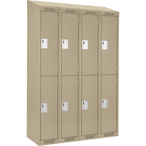 Casiers Clean Line, 2 niveaux, Bloc de 4, 48" x 18" x 78", Acier, Beige, Rivet (assembl&eacute;) Helyx Safety & Industrial Supplies