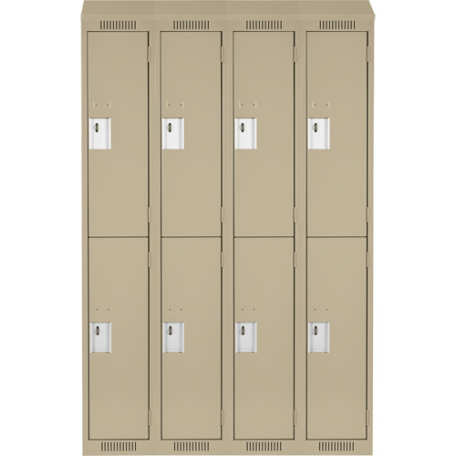 Casiers Clean Line, 2 niveaux, Bloc de 4, 48" x 18" x 78", Acier, Beige, Rivet (assembl&eacute;) Helyx Safety & Industrial Supplies