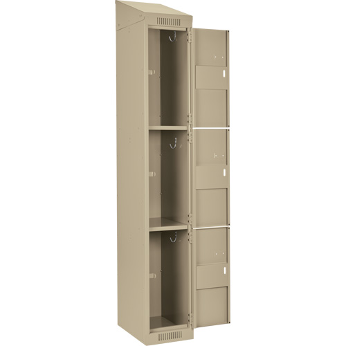 Casiers Clean Line, 3 niveaux, Bloc de 4, 48" x 18" x 78", Acier, Beige, Rivet (assembl&eacute;) Helyx Safety & Industrial Supplies