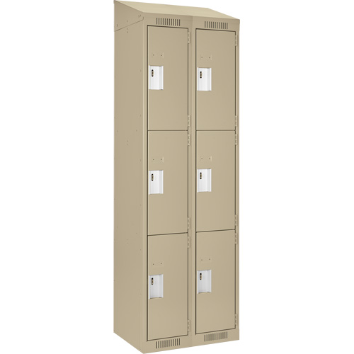 Casiers Clean Line, 3 niveaux, Bloc de 2, 24" x 18" x 78", Acier, Beige, Rivet (assembl&eacute;) Helyx Safety & Industrial Supplies