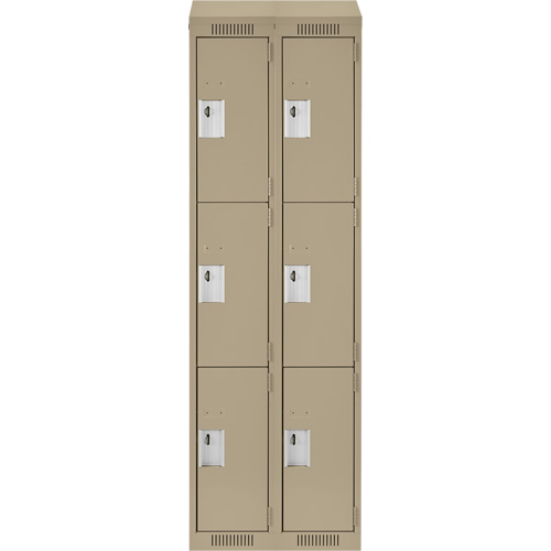Casiers Clean Line, 3 niveaux, Bloc de 2, 24" x 18" x 78", Acier, Beige, Rivet (assembl&eacute;) Helyx Safety & Industrial Supplies