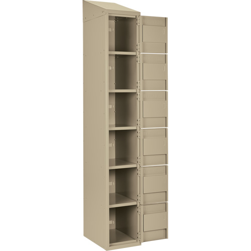 Petits casiers Clean Line, 6 niveaux, Bloc de 4, 48" x 18" x 78", Acier, Beige, Rivet (assembl&eacute;) Helyx Safety & Industrial Supplies