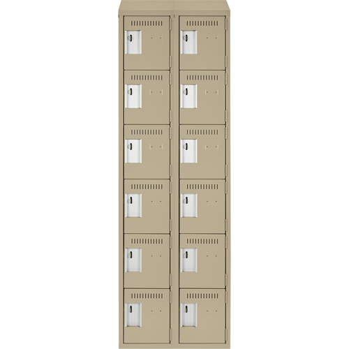 Petits casiers Clean Line, 6 niveaux, Bloc de 2, 24" x 18" x 78", Acier, Beige, Rivet (assembl&eacute;) Helyx Safety & Industrial Supplies