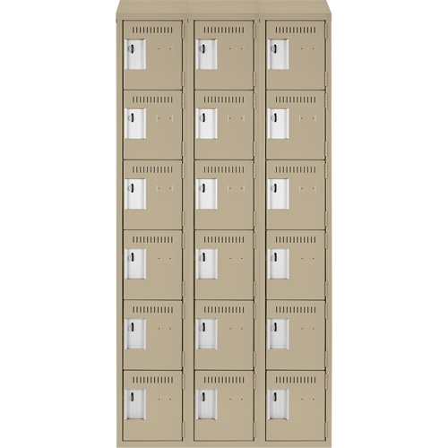 Petits casiers Clean Line, 6 niveaux, Bloc de 3, 36" x 18" x 78", Acier, Beige, Rivet (assembl&eacute;) Helyx Safety & Industrial Supplies