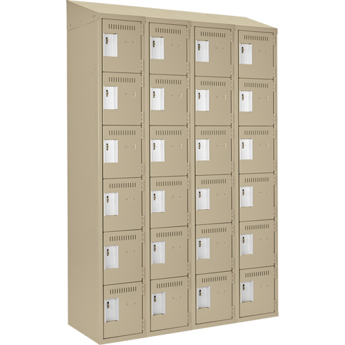 Petits casiers Clean Line, 6 niveaux, Bloc de 4, 48" x 18" x 78", Acier, Beige, Rivet (assembl&eacute;) Helyx Safety & Industrial Supplies