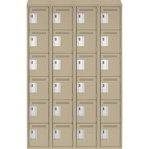 Petits casiers Clean Line, 6 niveaux, Bloc de 4, 48" x 18" x 78", Acier, Beige, Rivet (assembl&eacute;) Helyx Safety & Industrial Supplies