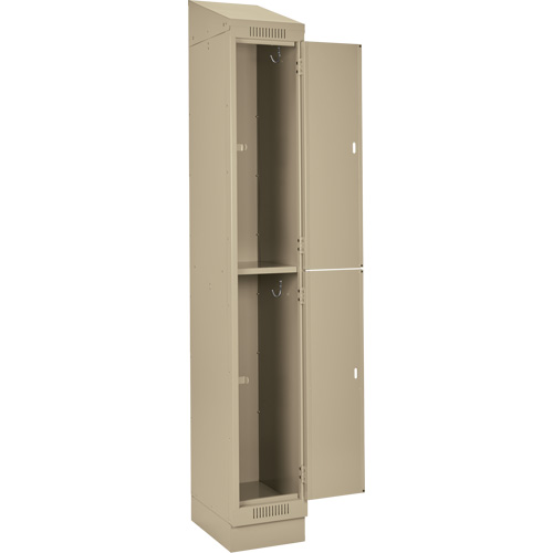 Casiers Clean Line, 2 niveaux, Bloc de 2, 24" x 18" x 82", Acier, Beige, Rivet (assembl&eacute;) Helyx Safety & Industrial Supplies