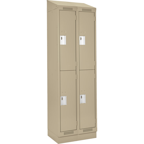Casiers Clean Line, 2 niveaux, Bloc de 2, 24" x 18" x 82", Acier, Beige, Rivet (assembl&eacute;) Helyx Safety & Industrial Supplies