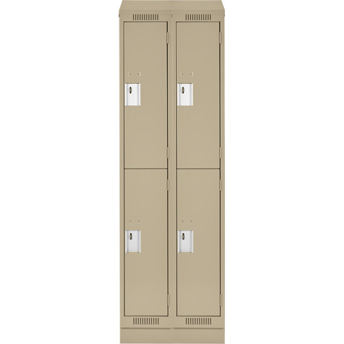 Casiers Clean Line, 2 niveaux, Bloc de 2, 24" x 18" x 82", Acier, Beige, Rivet (assembl&eacute;) Helyx Safety & Industrial Supplies