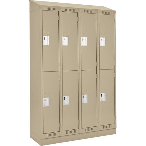 Casiers Clean Line, 2 niveaux, Bloc de 4, 48" x 18" x 82", Acier, Beige, Rivet (assembl&eacute;) Helyx Safety & Industrial Supplies