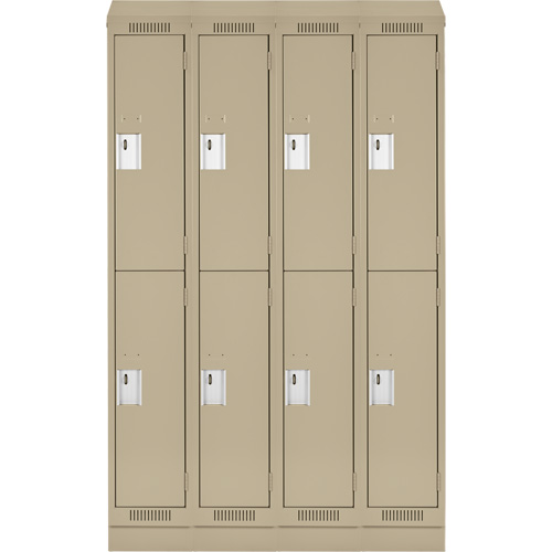 Casiers Clean Line, 2 niveaux, Bloc de 4, 48" x 18" x 82", Acier, Beige, Rivet (assembl&eacute;) Helyx Safety & Industrial Supplies