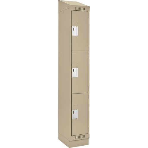 Clean Line Lockers, 3 -tier, 12" x 18" x 82", Steel, Beige, Rivet (Assembled) Helyx Safety & Industrial Supplies