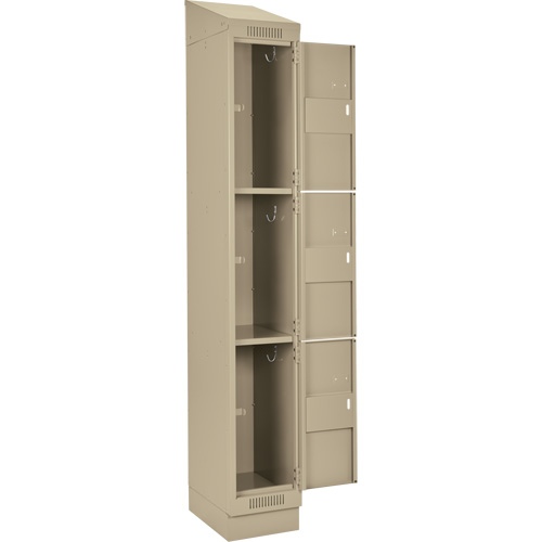 Casiers Clean Line, 3 niveaux, Bloc de 4, 48" x 18" x 82", Acier, Beige, Rivet (assembl&eacute;) Helyx Safety & Industrial Supplies