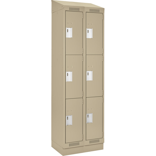 Casiers Clean Line, 3 niveaux, Bloc de 2, 24" x 18" x 82", Acier, Beige, Rivet (assembl&eacute;) Helyx Safety & Industrial Supplies