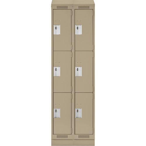 Casiers Clean Line, 3 niveaux, Bloc de 2, 24" x 18" x 82", Acier, Beige, Rivet (assembl&eacute;) Helyx Safety & Industrial Supplies