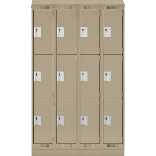 Casiers Clean Line, 3 niveaux, Bloc de 4, 48" x 18" x 82", Acier, Beige, Rivet (assembl&eacute;) Helyx Safety & Industrial Supplies
