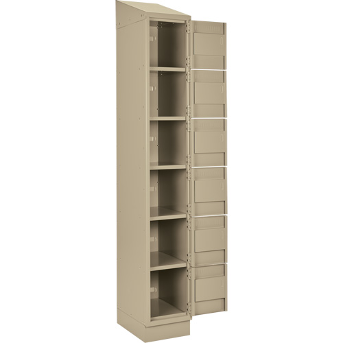 Petits casiers Clean Line, 6 niveaux, Bloc de 4, 48" x 18" x 82", Acier, Beige, Rivet (assembl&eacute;) Helyx Safety & Industrial Supplies