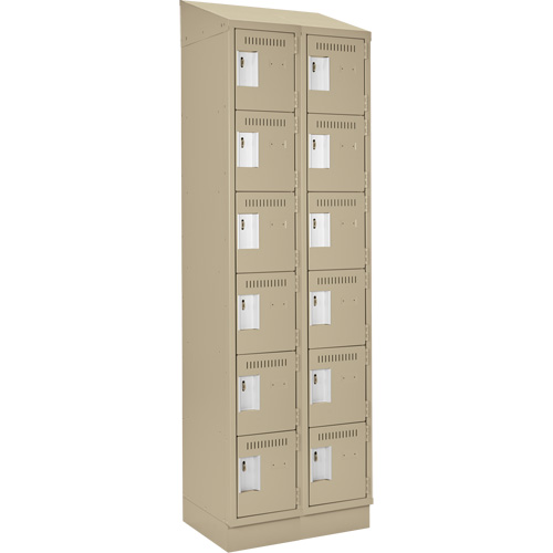 Petits casiers Clean Line, 6 niveaux, Bloc de 2, 24" x 18" x 82", Acier, Beige, Rivet (assembl&eacute;) Helyx Safety & Industrial Supplies