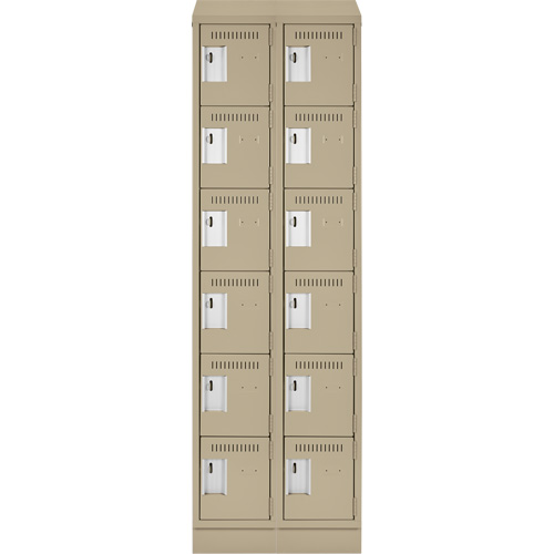 Petits casiers Clean Line, 6 niveaux, Bloc de 2, 24" x 18" x 82", Acier, Beige, Rivet (assembl&eacute;) Helyx Safety & Industrial Supplies