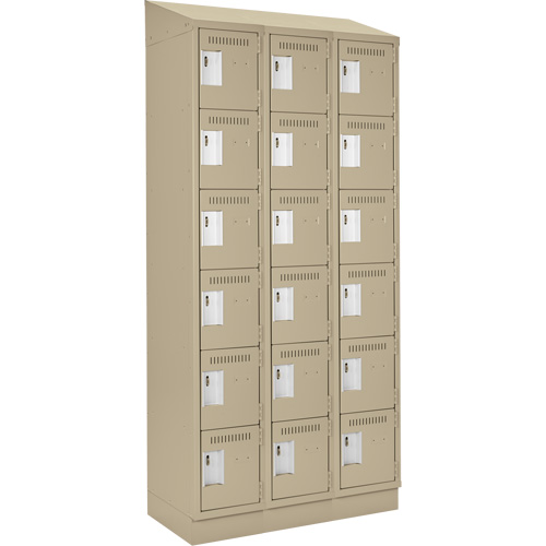 Petits casiers Clean Line, 6 niveaux, Bloc de 3, 36" x 18" x 82", Acier, Beige, Rivet (assembl&eacute;) Helyx Safety & Industrial Supplies