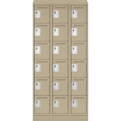 Petits casiers Clean Line, 6 niveaux, Bloc de 3, 36" x 18" x 82", Acier, Beige, Rivet (assembl&eacute;) Helyx Safety & Industrial Supplies