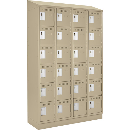 Petits casiers Clean Line, 6 niveaux, Bloc de 4, 48" x 18" x 82", Acier, Beige, Rivet (assembl&eacute;) Helyx Safety & Industrial Supplies