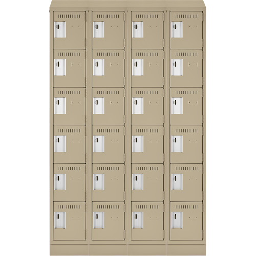 Petits casiers Clean Line, 6 niveaux, Bloc de 4, 48" x 18" x 82", Acier, Beige, Rivet (assembl&eacute;) Helyx Safety & Industrial Supplies
