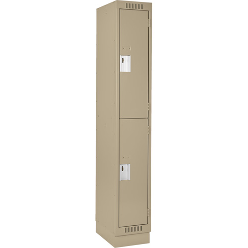 Casiers Clean Line, 2 niveaux, 12" x 18" x 76", Acier, Beige, Rivet (assembl&eacute;) Helyx Safety & Industrial Supplies