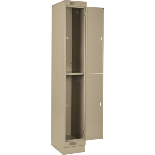 Casiers Clean Line, 2 niveaux, Bloc de 4, 48" x 18" x 76", Acier, Beige, Rivet (assembl&eacute;) Helyx Safety & Industrial Supplies