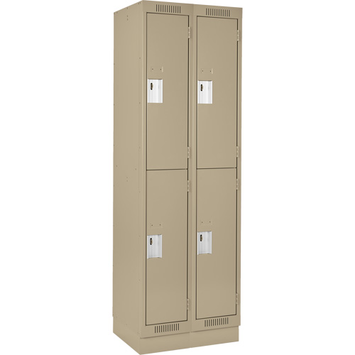 Casiers Clean Line, 2 niveaux, Bloc de 2, 24" x 18" x 76", Acier, Beige, Rivet (assembl&eacute;) Helyx Safety & Industrial Supplies