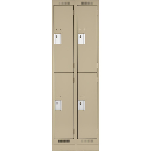 Casiers Clean Line, 2 niveaux, Bloc de 2, 24" x 18" x 76", Acier, Beige, Rivet (assembl&eacute;) Helyx Safety & Industrial Supplies