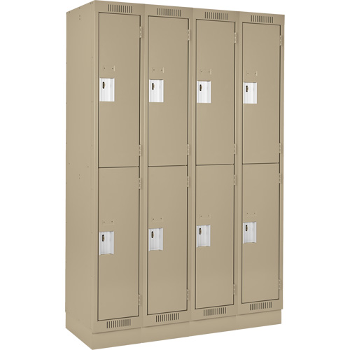 Casiers Clean Line, 2 niveaux, Bloc de 4, 48" x 18" x 76", Acier, Beige, Rivet (assembl&eacute;) Helyx Safety & Industrial Supplies