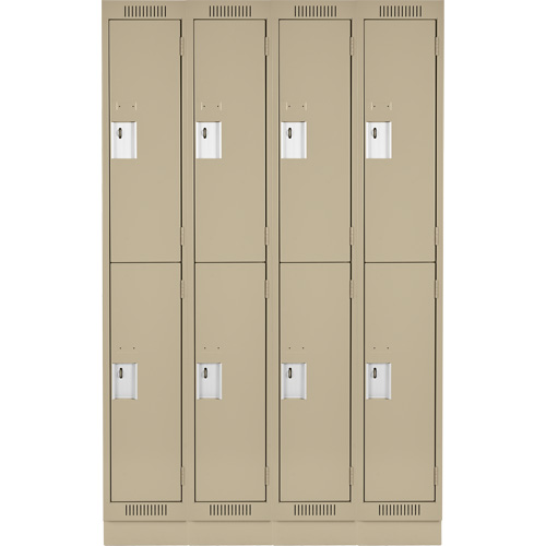 Casiers Clean Line, 2 niveaux, Bloc de 4, 48" x 18" x 76", Acier, Beige, Rivet (assembl&eacute;) Helyx Safety & Industrial Supplies
