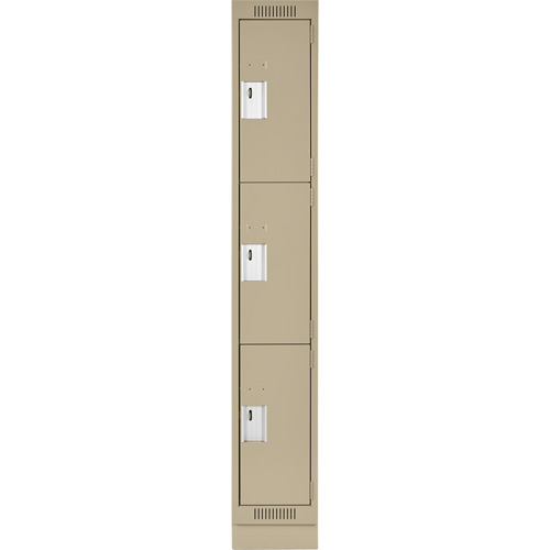 Clean Line Lockers, 3 -tier, 12" x 18" x 76", Steel, Beige, Rivet (Assembled) Helyx Safety & Industrial Supplies