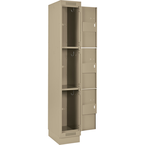 Casiers Clean Line, 3 niveaux, Bloc de 3, 36" x 18" x 76", Acier, Beige, Rivet (assembl&eacute;) Helyx Safety & Industrial Supplies