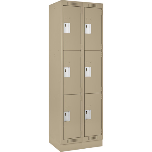 Casiers Clean Line, 3 niveaux, Bloc de 2, 24" x 18" x 76", Acier, Beige, Rivet (assembl&eacute;) Helyx Safety & Industrial Supplies
