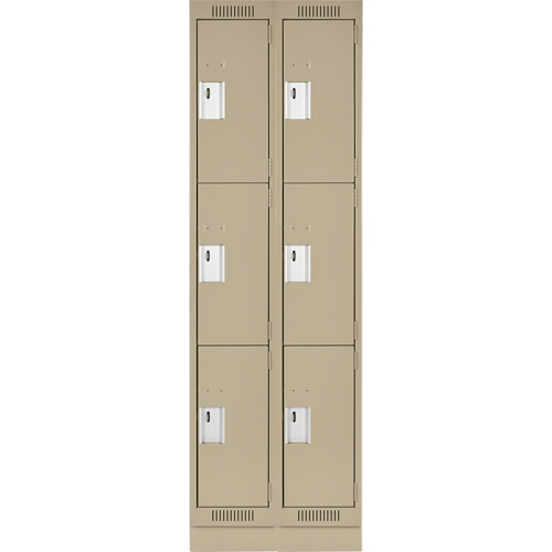 Casiers Clean Line, 3 niveaux, Bloc de 2, 24" x 18" x 76", Acier, Beige, Rivet (assembl&eacute;) Helyx Safety & Industrial Supplies