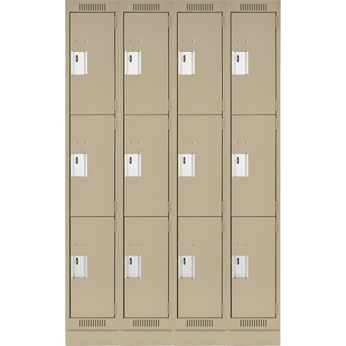 Casiers Clean Line, 3 niveaux, Bloc de 4, 48" x 18" x 76", Acier, Beige, Rivet (assembl&eacute;) Helyx Safety & Industrial Supplies