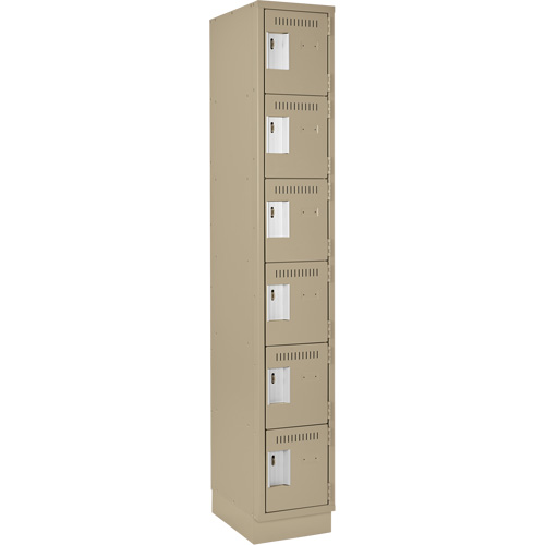 Clean Line Lockerette, 6 -tier, 12" x 18" x 76", Steel, Beige, Rivet (Assembled) Helyx Safety & Industrial Supplies