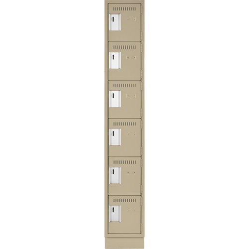 Clean Line Lockerette, 6 -tier, 12" x 18" x 76", Steel, Beige, Rivet (Assembled) Helyx Safety & Industrial Supplies