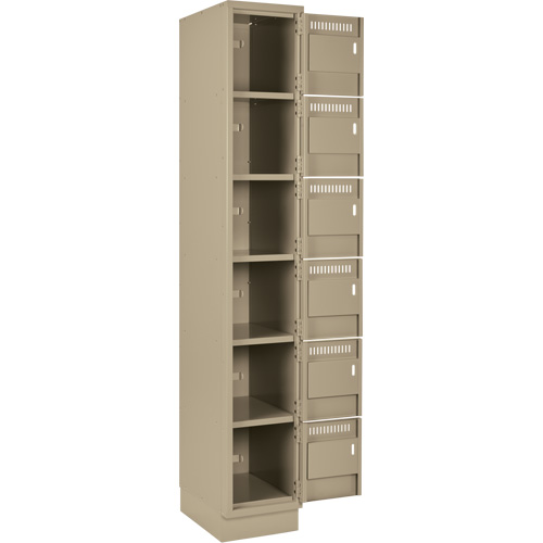 Petits casiers Clean Line, 6 niveaux, Bloc de 4, 48" x 18" x 76", Acier, Beige, Rivet (assembl&eacute;) Helyx Safety & Industrial Supplies