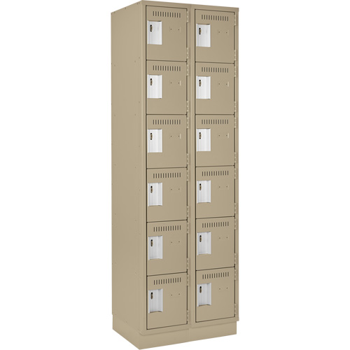 Petits casiers Clean Line, 6 niveaux, Bloc de 2, 24" x 18" x 76", Acier, Beige, Rivet (assembl&eacute;) Helyx Safety & Industrial Supplies