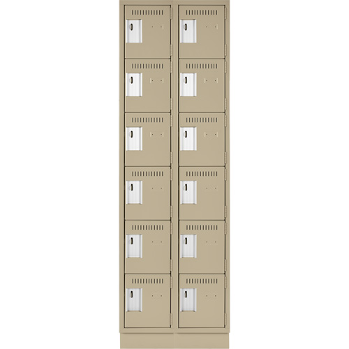 Petits casiers Clean Line, 6 niveaux, Bloc de 2, 24" x 18" x 76", Acier, Beige, Rivet (assembl&eacute;) Helyx Safety & Industrial Supplies