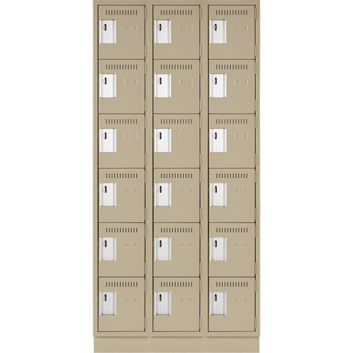 Petits casiers Clean Line, 6 niveaux, Bloc de 3, 36" x 18" x 76", Acier, Beige, Rivet (assembl&eacute;) Helyx Safety & Industrial Supplies
