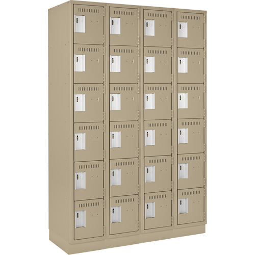 Petits casiers Clean Line, 6 niveaux, Bloc de 4, 48" x 18" x 76", Acier, Beige, Rivet (assembl&eacute;) Helyx Safety & Industrial Supplies