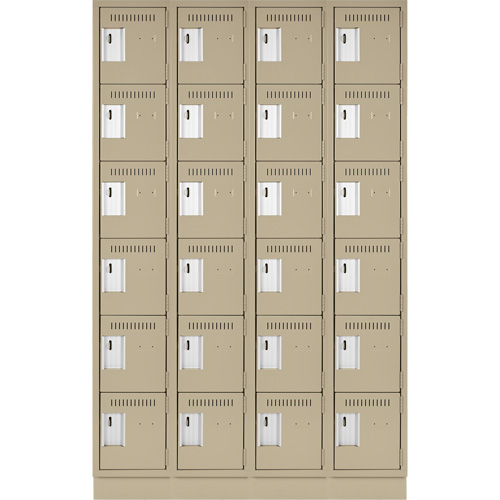 Petits casiers Clean Line, 6 niveaux, Bloc de 4, 48" x 18" x 76", Acier, Beige, Rivet (assembl&eacute;) Helyx Safety & Industrial Supplies
