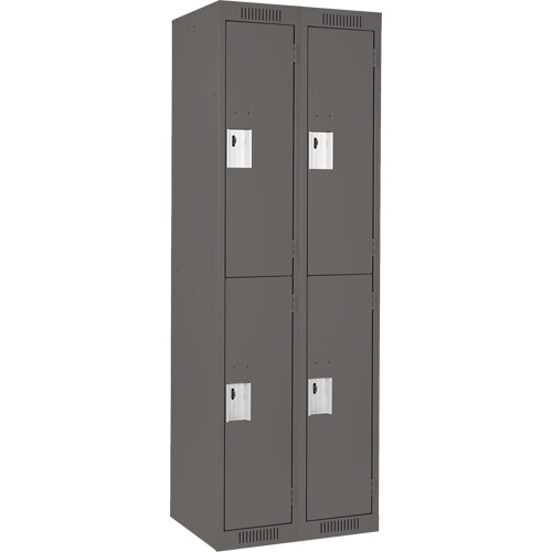 Casiers Clean Line, 2 niveaux, Bloc de 2, 24" x 18" x 72", Acier, Charbon, Rivet (assembl&eacute;) Helyx Safety & Industrial Supplies